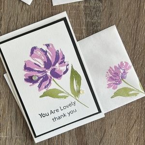 Hand Crafted 5 Pack Thank you detailed Rose Card Set Blank Inside 3.5”x5”